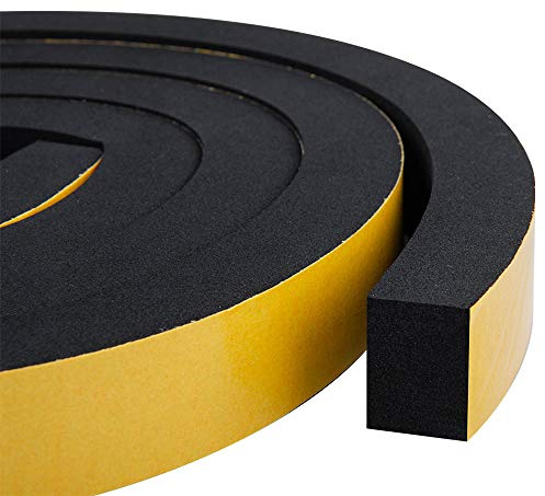 CloudBuyer Weather Stripping Foam 2-Pack, 1 Inch Wide X 3/4 Inch Thick, Insulation Strips with Adhesive for Door & Automotive, Air Conditioner Seal (13 Feet Total, 6.5 Feet/Roll)