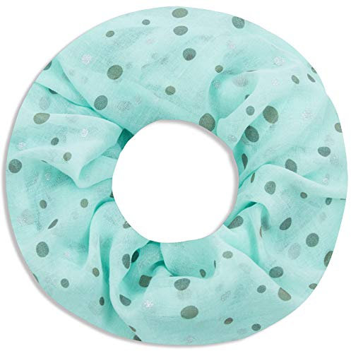 Faera Damen Schal luftig und weich mit erfrischendem Punkt-Muster Loopschal Rundschal in verschiedenen Farben, SCHAL Farbe:Mint