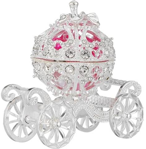 NUOBESTY Crystal Pumpkin Carriage Trinket Box Rhinestone Princess Carriage Jewelry Box Hand Painted Jewelry Display Organizer Collectible Figurine Ornament for Women