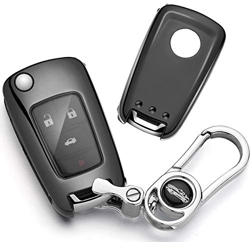 TPU Silikon Autoschlüsselhülle für Opel & Opel, 2-3 Tasten Autoschlüssel Schutzhülle mit Schlüsselanhänger, geeignet für Corsa, Astra, Mokka, Sport, Cruze, Vectra, Zafira, Adam, etc. - Schwarz