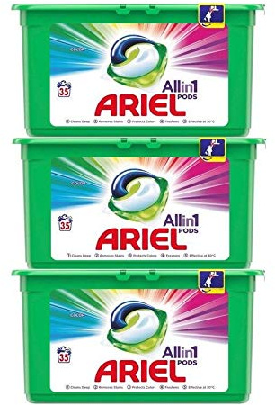 Ariel All in 1 PODS Colorwaschmittel, 105 Waschladungen (3 x 35 Waschladungen)