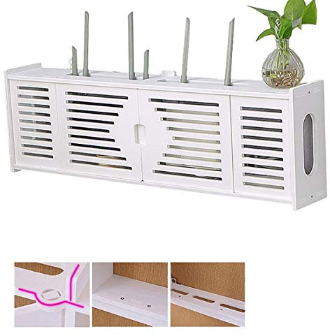 Schweberegale Router Regal WLAN-Aufbewahrungsbox STB-Speicher Multifunktionsregal Desktop-Speicher Kostenlose Lochwandhalterung Wandschmuck Wohnzimmer TV Wand (Color : Weiß, Size : 76 * 12 * 24cm)