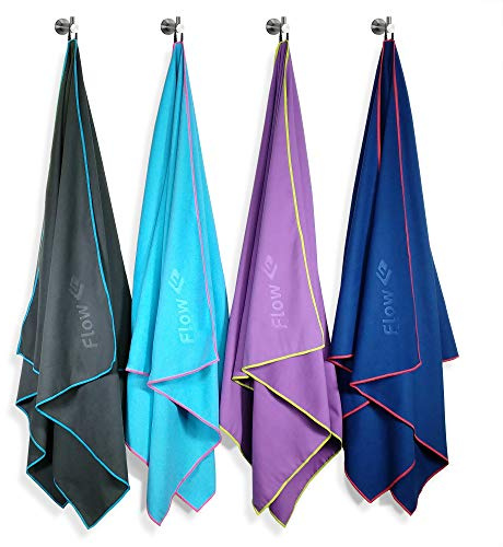 Flow Hydro Sport Towel - Microfiber Quick Dry Swimming Towels for Swim, Pool, Triathlon, and Other Water Sports in Medium, Large, Extra Large, and Hooded Sizes (Pink, Large (60 x 30))