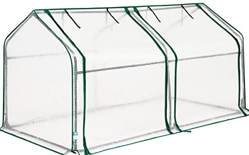 Quictent Mini-Gewächshaus, tragbares Mini-Gewächshaus mit PE-Abdeckung, wasserdicht, UV-geschützt, verstärkte Glocke, für drinnen und draußen, 180,3 x 91,4 x 91,4 cm (B x T x H), Weiß