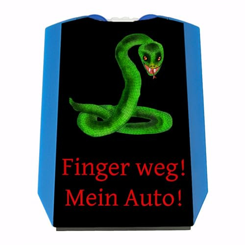 speecheese Parkscheibe mit Schlange und lustigem Spruch auf schwarzem Hintergrund eine Bedruckte Parkscheibe als Geschenk für Menschen die Angst vor Autodieben haben um Ihr geliebtes KFZ zu