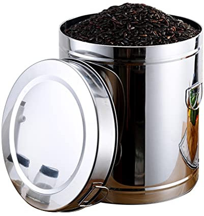 Food Crocks Stainless Steel Rice Bucket Restaurant Large-capacity Stainless Steel Flour Bucket Sealed Grain Storage Tank Grain Storage Container (Color : Silver, Size : 20kg)