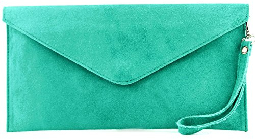 modamoda de T106 Damen Wildleder Rauleder Clutch Umhängetasche, handmade in Italy