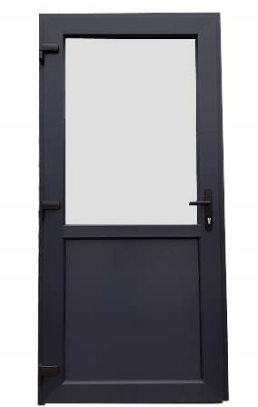 PVC Außentür. PVC-Tür für Geschäft, Balkon, Haus, Wirtschaft. 4 Farben: Anthrazit, Goldeiche, Walnuss, weiß (100x210 linke Tür, Anthrazit)