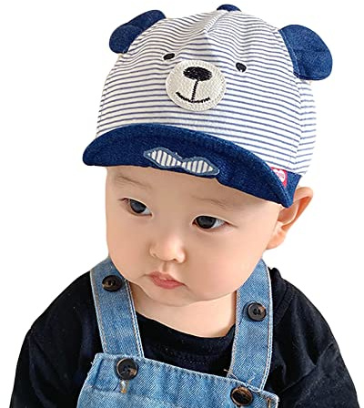Nyfödd baby björn randig baseballkeps spädbarn bomull mjukt brätte solskydd hatt vår sommar resor anti-UV solhatt snapback justerbar hatt för baby 3-12 månader