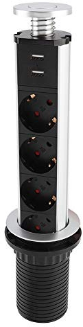 TOPINCN Multiprise avec Ports USB Prise de Courant de Tension électrique Prise de Travail Bureau Accueil Tirer USB Prise Pop-up Prise EU 250V pour Bateau de croisière
