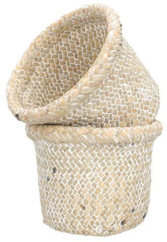 Cabilock 2pièces Paniers De Rangement Tissés Seegrass Seaux De Rangement pour Maison Corbeilles à Déchets Corbeilles à Accessoires pour Maison