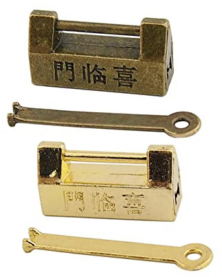 Levemolo 2pcs Vintage Antique Alloy Jewelry Box Latches, Mini Horizontal Open Retro Lock Set Gold and Aged Bronze Finish for Small Storage Boxes, Decorative Treasure Chest Accessories