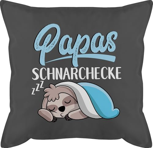 Shirtracer Kissen 50x50 - Geschenk zum Vatertag - Papas Schnarchecke mit Faultier - weiß - 50 x 50 cm - Grau - ostergeschenke Eltern Vatertagsgeschenk Herrentag Vater Polster papatagsgeschenk