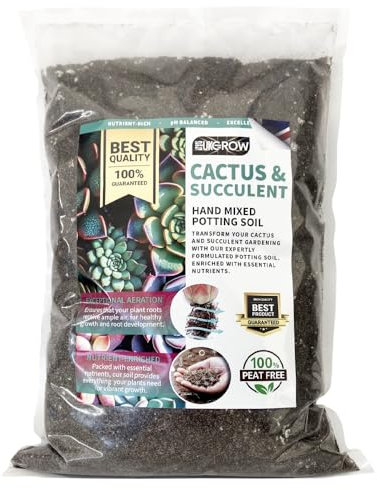 2L Cacti & Succulent Potting Compost potting Mix Bag - Professional Formula Containing Perlite, Sand & Grit - Perfect for Indoor Use- UK GROW (2L)