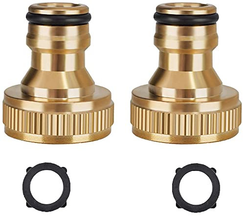 Brass Hose tap Connector, 3/4 inch Female tap Connector, Threaded tap Adapter Quick Coupling - for Home Garden Hose Component Connections.