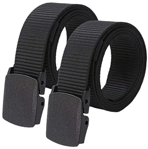 YunYunStrap Gürtel für Herren und Damen, Übergröße, Nylon-Canvas, militärischer taktischer Gürtel mit Kunststoffschnalle, 2 Stück