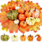 JIASHA Mini Citrouille Décoration Automne, 44 Pièces Decoration Automne Citrouilles Artificielles, avec Feuilles d'érable, pour Automne Thanksgiving Décoration (B)