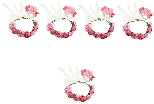 FRCOLOR 5sätze Blumenkranz Haarschmuck Set Für Damen Elegantes Hochzeits-haarnetz Handgelenk-blumenarmband Leicht Romantisch Für Hochzeiten Fotoshootings Cosplay Und Mehr