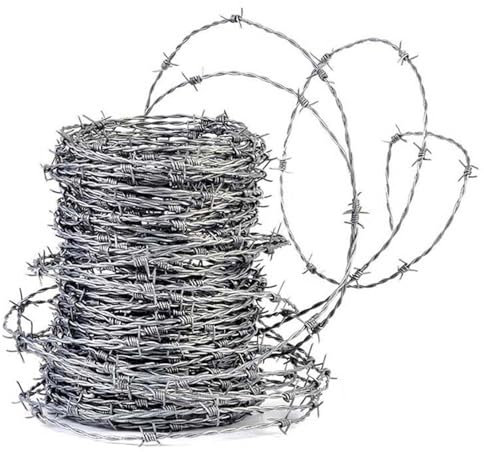POCHY Stacheldrahtzaunrolle, 4-Punkt-Stacheldrahtzaun, Hochfester Gartendraht für Tiere, Höfe, Landwirtschaft (Color : 1.8mm Steelwire, Size : 50M)
