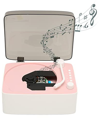 Vintage-CD-Player, Tragbarer Musikplayer Im Retro-Design, Multifunktional und Einfach zu Bedienen (Rosa)