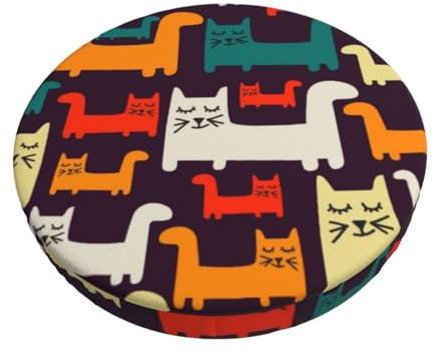 ROOZEE Runde Stuhlhussen mit Katzen-Motiv, stilvoll, Samt, 35,6 cm