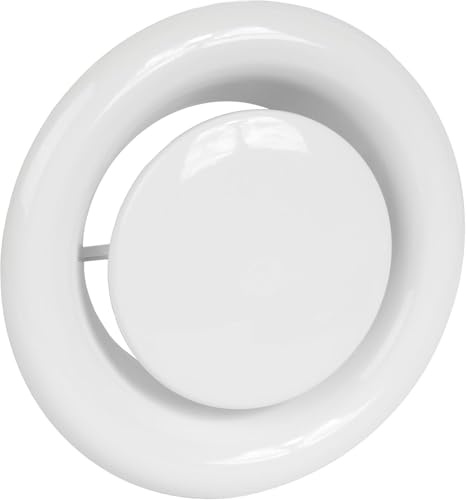 Vent Systems Ø125 mm Válvula de plato redonda en blanco de metal - Rejilla de ventilación de salida de aire - Cubierta de ventilación para baño, cocina, oficina - sistema de ventilación