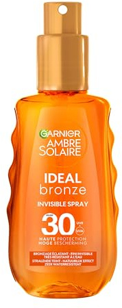 GARNIER Ambre Solaire Ideal Bronze - Invisible Spray - Protection Solaire FPS 30 - Bronzage Éclatant - Fini Invisible - Non Gras & Non Collant - Vegan & Cruelty Free - Tous Types de Peaux - 150 ml | Protection Solaire, Bronzage Éclatant, Fini Invisible, Non Gras & Non Collant, Vegan & Cruelty Free, Tous Types de Peaux