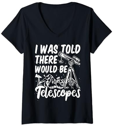 Damen Teleskop Nachthimmel Uhr Sterne Astronomie Liebhaber T-Shirt mit V-Ausschnitt