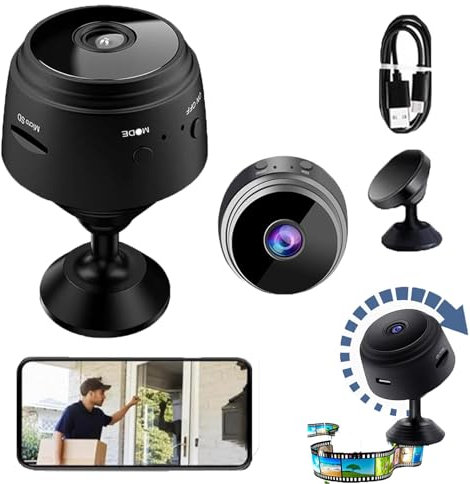 Mini Caméra Espion Cachée Enregistreur Full HD 1080P WiFi Sans Fil Magnétique pour Intérieur Et Extérieur (1 Pièce)