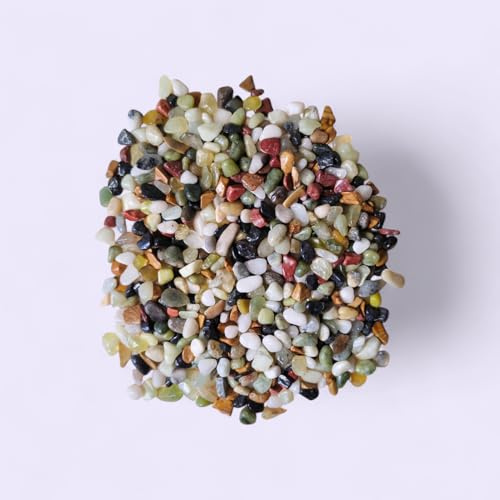 ZEN&TAO Natural Polished Stone Chips – Green Jade & Gravel Mix – 3-6mm Tumbled Small Stones for Potted Plants, Succulent Soil Topper, Vase Filler, Fairy Garden & Indoor Décor (800, Grams)
