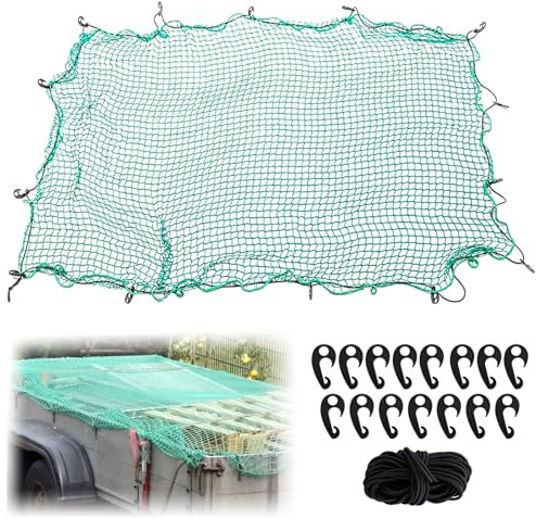 WOPPLXY Cargo Net 6.5ft X 10ft - 2M x 3M Heavy Duty Cargo Net for Van - Bungee Net for Pickup Truck Bed with 15 PCS Hook and 10M Elastic Cord