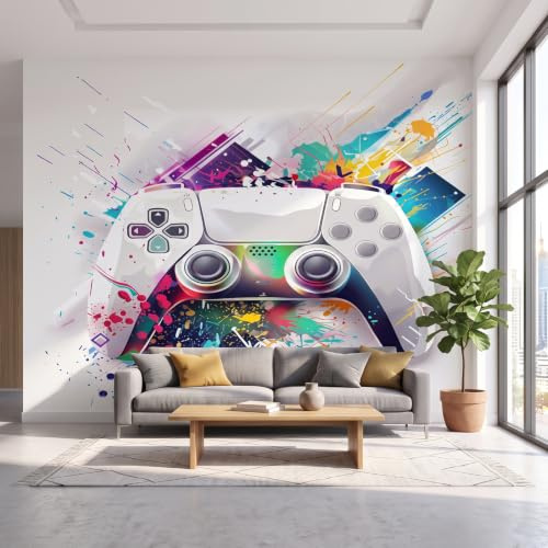 Papier Peint Manette De Jeu Graffiti 250x175 cm 3D Panoramique Murale Salon Papier Peint intissé pour Chambre Salon Personnalisé Décoration Murale
