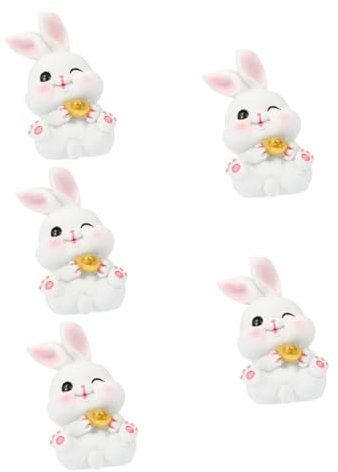 IMIKEYA 5St große ohrige Kaninchenverzierung Hasen Animal Figures Geschenkidee hausdeko Auto-Innendekoration -Küken-Spielzeug Simulationskaninchendekoration Hasenfiguren Harz