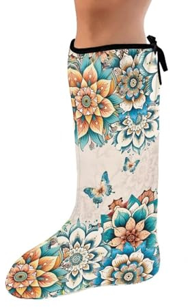 LedBack Leg Cast Cover Sock Cast Sock Cover for Foot Women Leg Plaster Sleeve Boho Butterfly Cast Covers Foot Cast Cover Sock, Size L