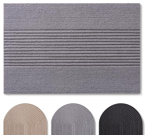 Blumtal Fußmatte 90x150 cm - rutschfeste Schmutzfangmatte - Fußabtreter mit Muster - Fußmatten Haustür - Türmatte aus Polyester - Fußmatte innen/Schmutzfangmatte außen/Türvorleger Hellgrau