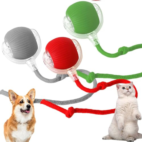 LAUFUY Chewie Rolling Ball, Elektrischer Hundeball Spielzeug, Chewie Chase Mate Katzenspielzeug, Interaktives Hundespielzeug Ball, Smart Automatisch Rollender Ball für Kleine,Mittlere Hunde (3 Stück)