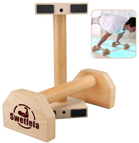 Parallettes, 2 Poignées De Pompes ParallèLes En Bois, Calisthenics, Poignées Antidérapantes, Barres Parallèles De Gymnastique, Barres Parallèles Pour L'IntéRieur Et L'Extérieur Pour La Calisthénie