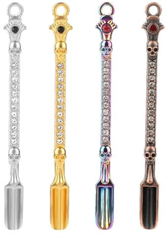 Cosmeria 4er-Set Mini Löffel Metalllöffel Schaufel für Kräuter Gewürze Pulver Schmuckanhänger Regenbogenfarbe