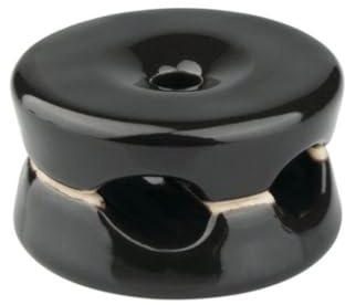 Supporto doppio cavo in porcellana nera 31 x 18 mm F-Bright, ideale per organizzare e fissare cavi in spazi diversi.