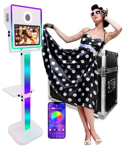 Photomaton Miroir Avec écran Tactile 15,6,Photomaton Avec Appareil Photo Reflex Numérique Et étui De Transport Pour Location De Mariage,Mini Pc (8 Go + 128 Go) + Windows 10 + Lumière Rvb,White