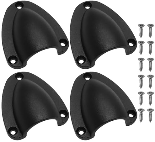 LT Easiyl 4 Stück Marine Draht Kabel Entlüftungsabdeckung Nylon Vent Covers Clamshell Vent Clam Shell mit Schrauben oder Yachten, Booten, Schiffen (L Größe/Schwarz)