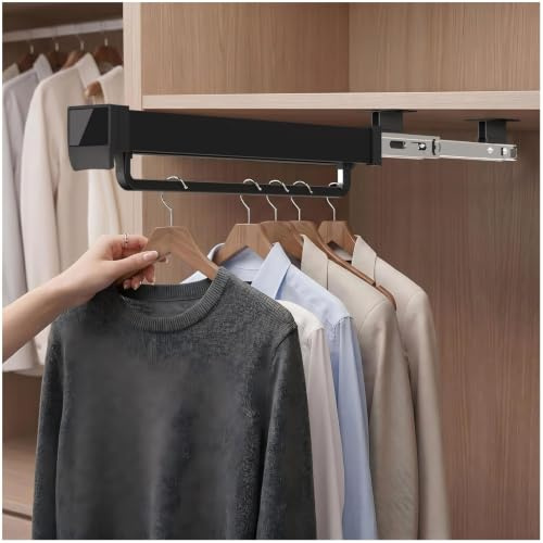 GIFALPXO Verstellbarer Kleiderschrank Teleskopstange, 325mm | Aluminiumlegierung, Geräuschlos Doppelschiene, 25kg Tragkraft, Anti-Rutsch-Streifen, für Garderobenschrank Schlafzimmer