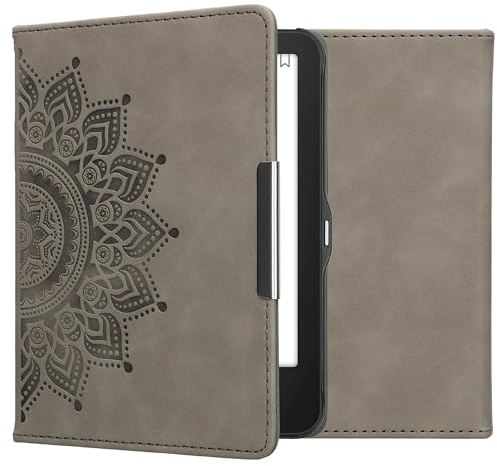 kwmobile Hülle kompatibel mit Tolino Vision 1/2 / 3/4 HD Hülle - Kunstleder Cover - Aufgehende Sonne Grau