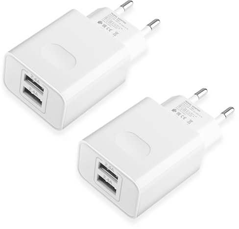 2er Pack 12W USB Ladegerät, 5V2.4A 2-Port Netzteil, USB Stecker Steckdose Adapter für Apple iPhone 16/15/14/13/12/11/XS Max/XR/X/8/8 Plus/7/6S/6/SE/5S/5C/iPad Mini/Air/Tablet Kinder/Kopfhörer