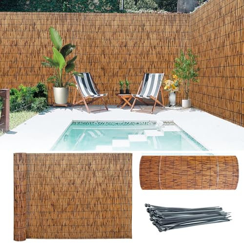 Valla Natural Cañizo Jardin Ocultacion Balcon Celosias Para Terraza Exterior Brezo Ocultacion 2x5 Rollo De Valla De Caña De Bambu Decoracion Terraza Vallas De Madera Ocultación Privacidad Balcon