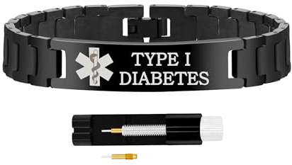 Uloveido Medizinisches ID-Armband made of stainless steel für Männer und Frauen | Kostenlose Gravur im Uhrenarmband-Stil, Alarmarmband | Personalisiertes Medic-ID-Armband für Papa