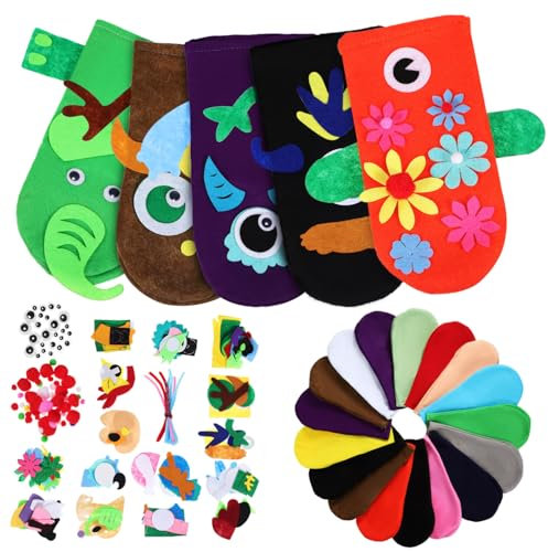 TOYANDONA Filzhandpuppen Puppenbausatz DIY Handpuppen Für Augenrolle Und Pompoms Bastelset Filz Handwerk Zubehör Materialien Für Handgemachte Puppen