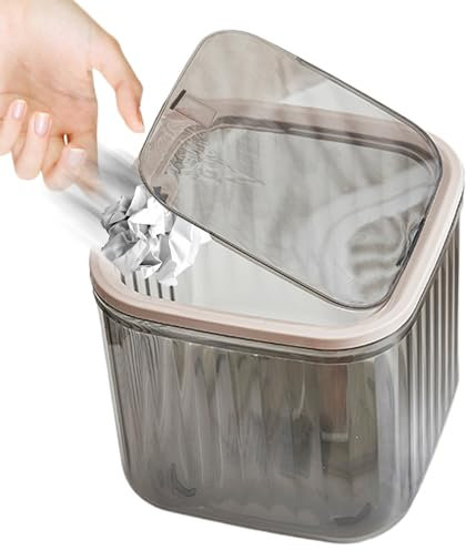 Poubelle De Bureau Compacte,Petite Poubelle De Bureau Avec Couvercle | Corbeille À Déchets Transparente Polyvalente Et Organisateur De Coton-Tiges Pour Dortoir, Cuisine, Salle De Bains Et Chambre