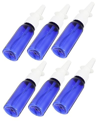 BIUDECO Botellas de Spray Vacías de 30 Ml, Plástico Azul, Rellenable, para Nebulización y Cuidado Facial, Ideales para Viaje, Juego de 6 Piezas