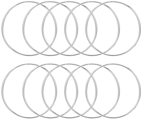 10 st metallringar för hantverksringar, blommiga makraméringar för att göra bröllopskransdekor, drömfångare och gör-det-själv bordsuppsats, vägghängande hantverk (silver, 200 mm)